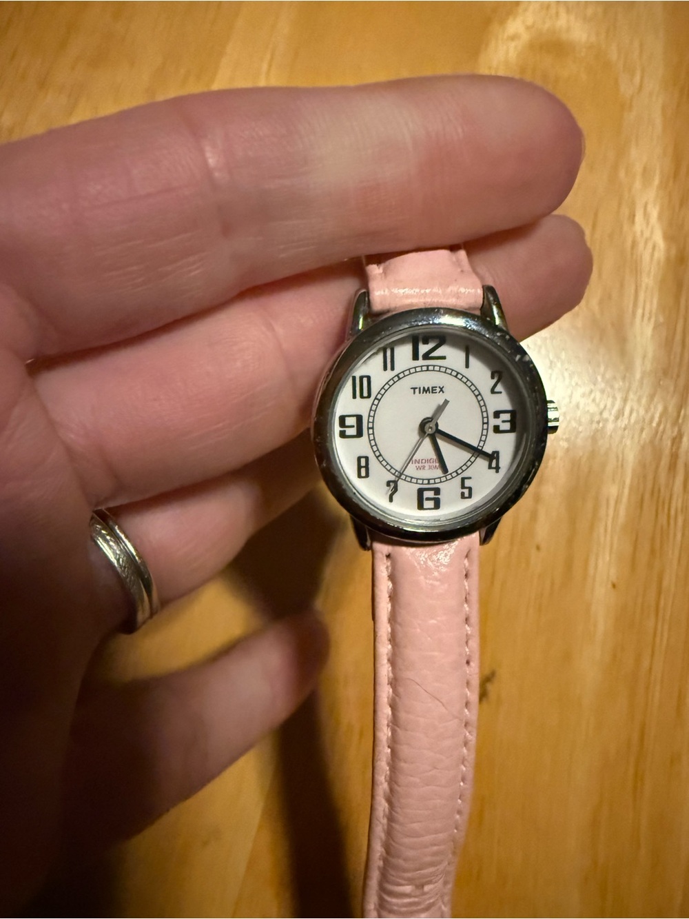 Women’s Indiglo Timex Silver Watch w/Pink Leather Band
